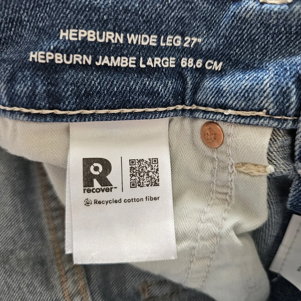 DL1961 Hepburn Wide Leg 27" Jeans Size 29 High Rise Medium Wash Raw Hem - Picture 3 of 4
